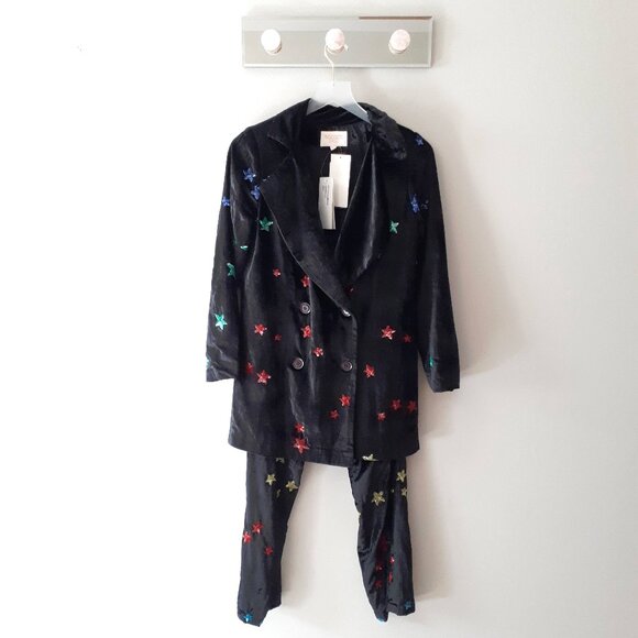 NWT Rococo Sand velvet sequin star blazer and pants set, S - Picture 4 of 11